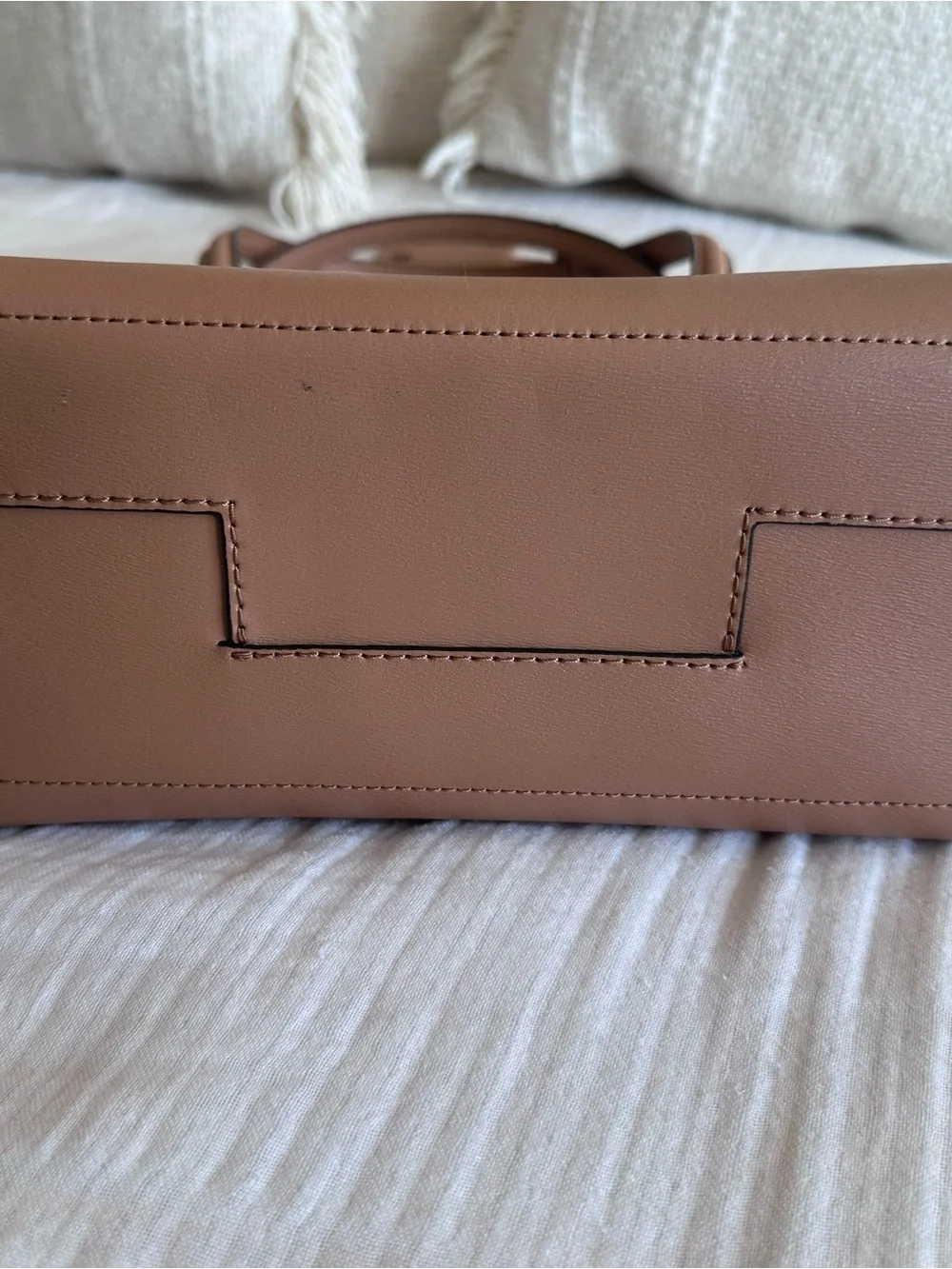 Tory Burch Parker Small Leather Tote Bag Cardamom Tan Brown Gold Hardware